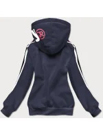 Tmavě modrá sportovní dámská mikina s lampasy model 17202540 - J.STYLE Tmavě modrá sportovní dámská mikina s lampasy model 17202540 - J.STYLE