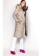 Béžová péřová bunda se stojáčkem a kapucí model 21244382 - Ann Gissy