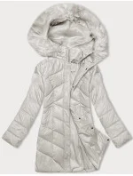 Dámska zimná bunda v ecru farbe s kapucňou (H-898-11)