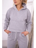 Teplá súprava s mikinou so zaväzovaním vpredu šedá