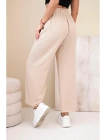 Široké nohavice tmavobéžovej farby