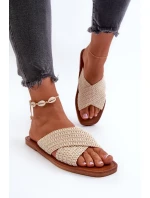 Klapki Damskie Płaskie Big Star NN274078 Beżowe