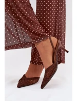 Kožené sandály s pletením na hnědé model 21919237 - Boto