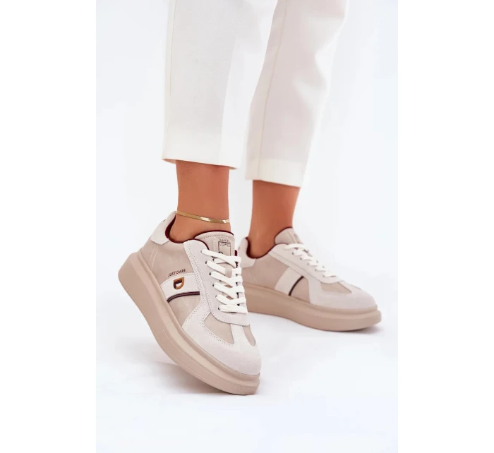 Dámske kožené tenisky na platforme Daniel Lopez Just Dare - béžové Dámske kožené tenisky na platforme Daniel Lopez Just Dare - béžové