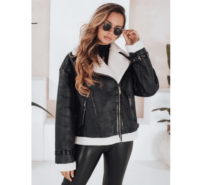 Dámská bunda z ovčí kůže černá Dstreet model 21991676 - FashionStreet
