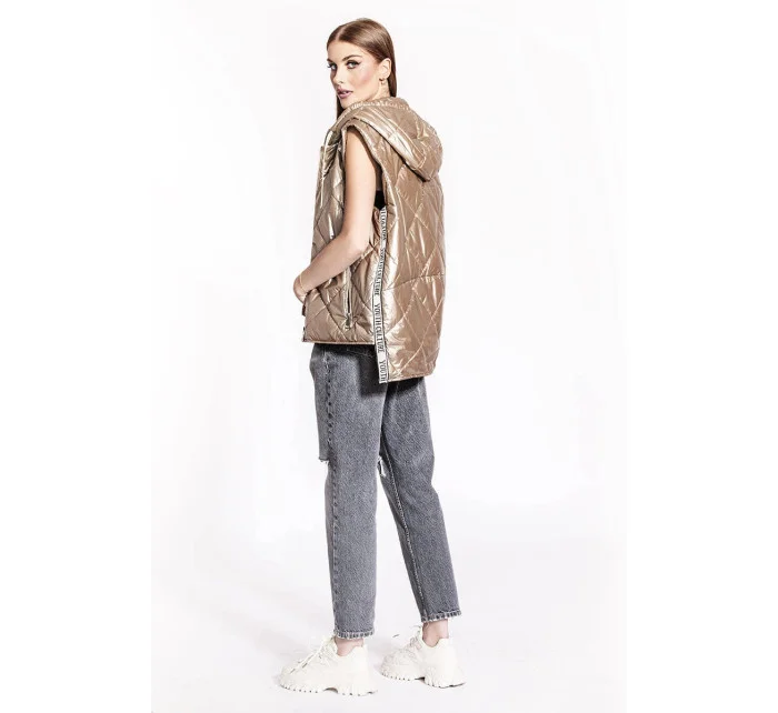 Lesklá béžová dámska vesta (AG3-02)