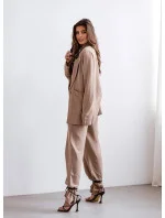 Dámsky oblek cappuccino s ľanom (VE48) Dámsky oblek cappuccino s ľanom (VE48)