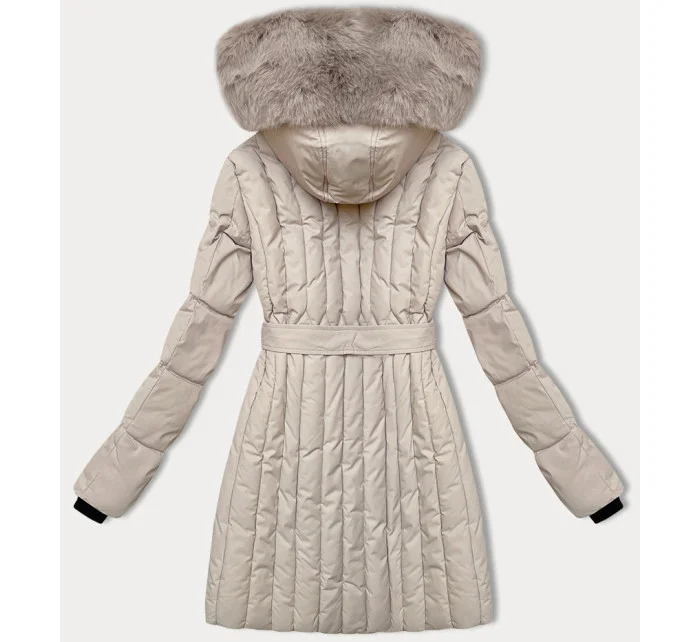 Dámska zimná bunda s ozdobným prešívaním S'west light beige (B8307-46)