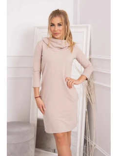 Šaty s kapucňou a vreckami béžovej