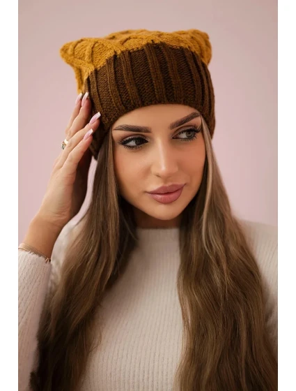 Milano fleecová čiapka K203 mustard melange+brown Milano fleecová čiapka K203 mustard melange+brown