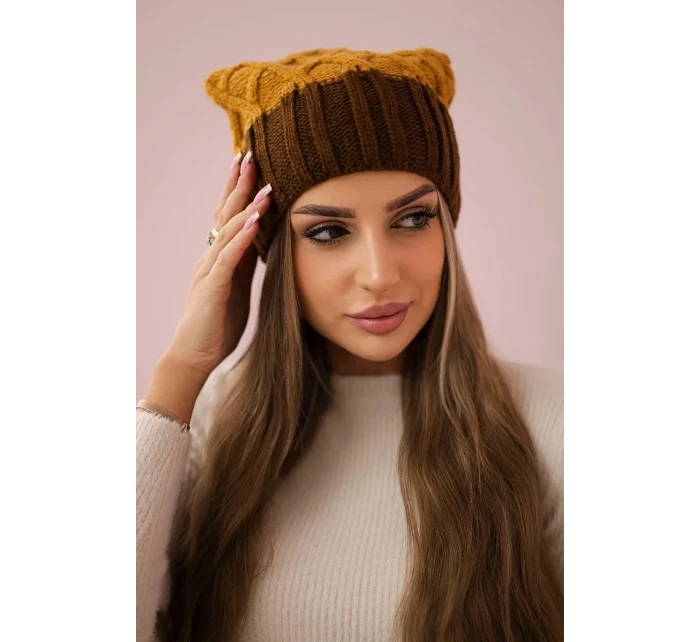 Milano fleecová čiapka K203 mustard melange+brown Milano fleecová čiapka K203 mustard melange+brown