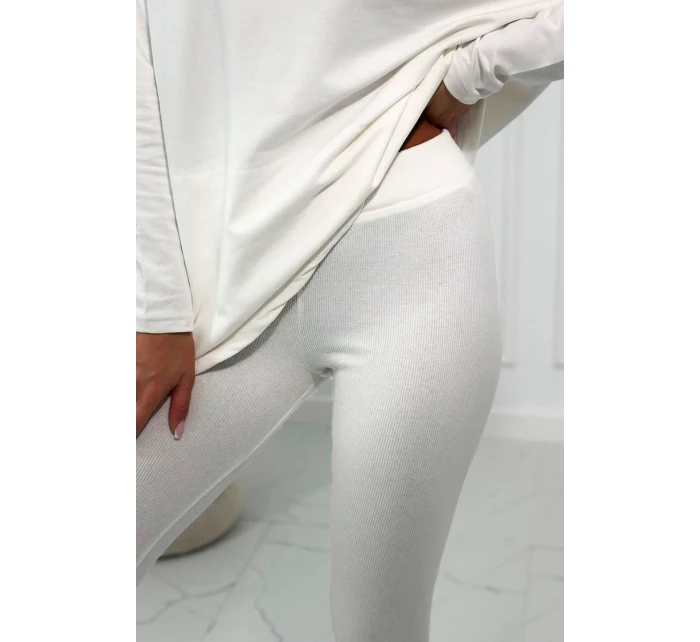 Bavlnená mikina s kapucňou + legíny ecru