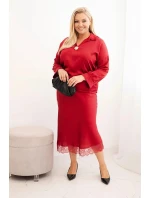 Komplet dámský Plus Size se a krajkou bordový model 21486204 - K-Fashion Komplet dámský Plus Size se a krajkou bordový model 21486204 - K-Fashion