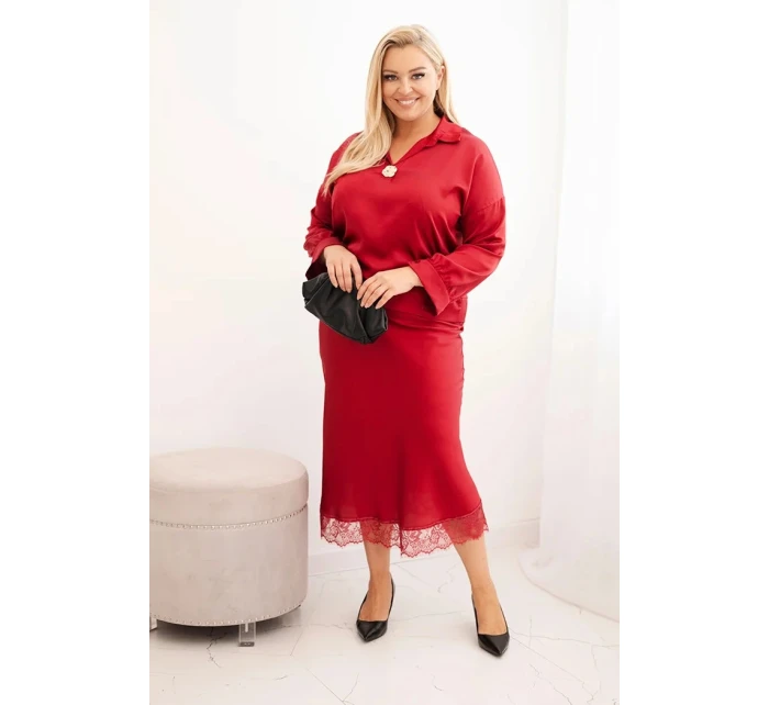 Komplet dámský Plus Size se a krajkou bordový model 21486204 - K-Fashion Komplet dámský Plus Size se a krajkou bordový model 21486204 - K-Fashion