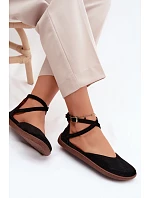 Semišové dámské baleríny Barefoot s mašličkami Zazoo 320 Černé