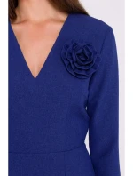 S372 Kvetinové šaty v tvare ceruzky - modré S372 Kvetinové šaty v tvare ceruzky - modré