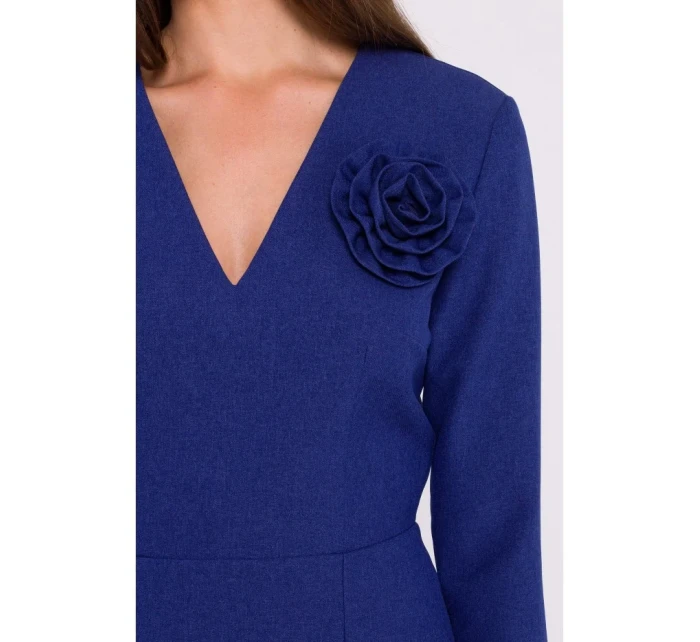 S372 Kvetinové šaty v tvare ceruzky - modré S372 Kvetinové šaty v tvare ceruzky - modré