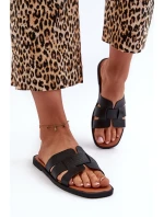 Dámske ploché papuče z ekokože, čierne Risamay Dámske ploché papuče z ekokože, čierne Risamay