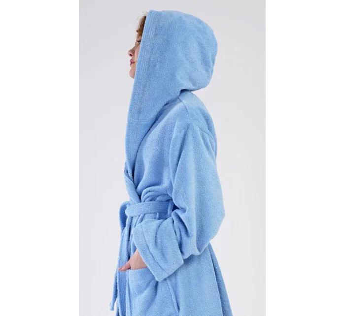 Dámsky dlhý župan s kapucňou Modrý