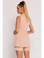 M776 Sako bez rukávov s jedným gombíkom - béžové