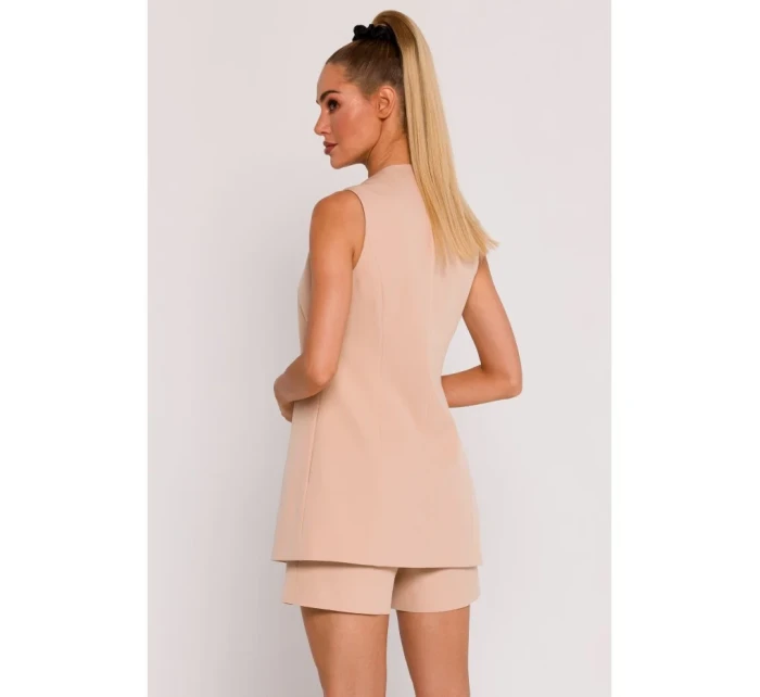 M776 Sako bez rukávov s jedným gombíkom - béžové