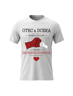 Dámské  bavlněné tričko s potiskem - OTEC & DCERA - bílé