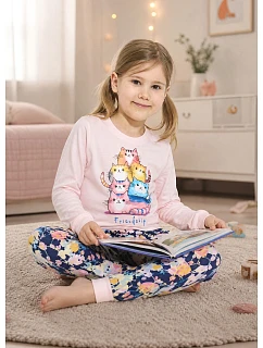 Pyžamo Cornette Kids Girl 594/210 Friendship, dĺžka rukávov 86–128