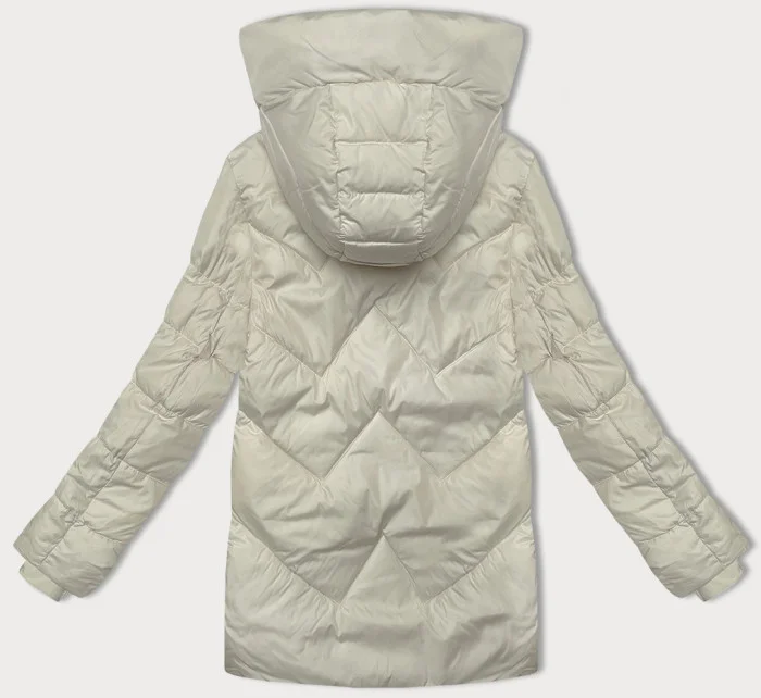 Dámská prošívaná bunda v barvě ecru s kapucí model 21248794 - Glakate