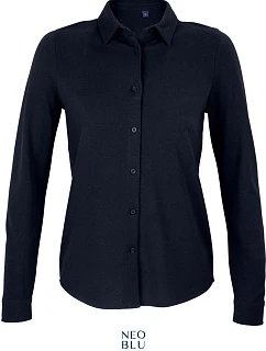 Women Piqué halenka s dlouhým rukávem night blue model 22499847 - NEOBLU