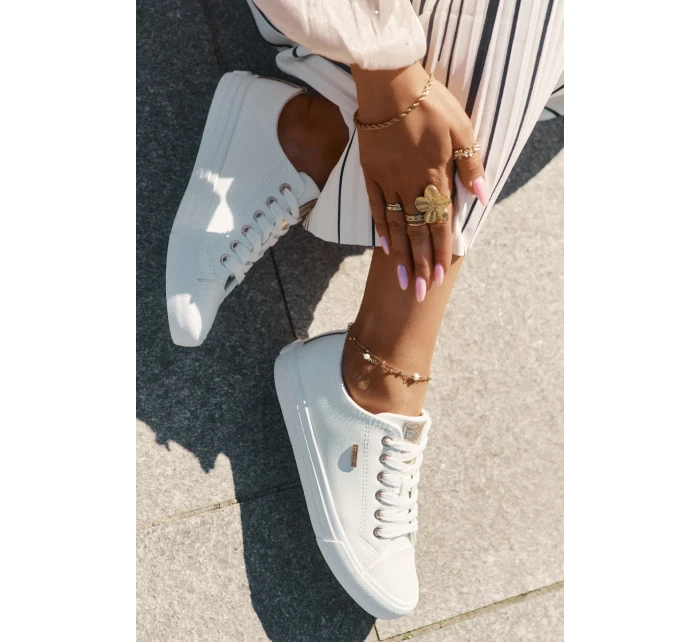 Trampki Damskie Z Eko Skóry Big Star RR274748 Białe Trampki Damskie Z Eko Skóry Big Star RR274748 Białe