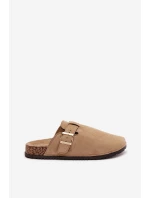 Klapki Chodaki Damskie Na Korkowej Platformie Ze Złotą Klamrą Big Star SS274738 Beżowe Klapki Chodaki Damskie Na Korkowej Platformie Ze Złotą Klamrą Big Star SS274738 Beżowe