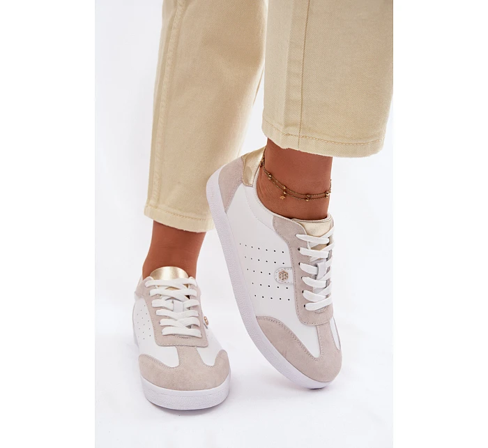 Dámské tenisky z pravé kůže LR61-7091 Bílé