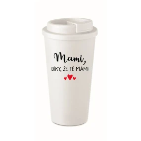 MAMI, ĎAKUJEM, ŽE ŤA MÁM! - biely termohrnček 475 ml MAMI, ĎAKUJEM, ŽE ŤA MÁM! - biely termohrnček 475 ml