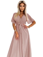Dlouhé šaty se výstřihem a vázáním model 22316503 - numoco basic Dlouhé šaty se výstřihem a vázáním model 22316503 - numoco basic