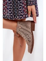 Niskie Botki Z Ażurowym Wzorem S.Barski HY51-185 Beżowe