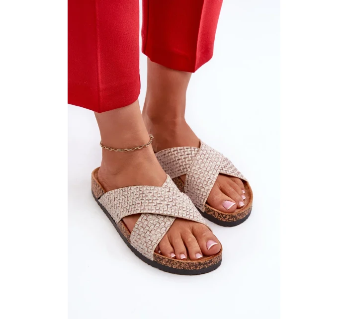 Dámske papuče na korkovej platforme Béžová Tesolen