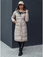Dámský prošívaný zimní kabát s kapucí béžový Dstreet model 21979764 - FashionStreet