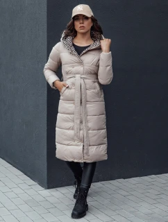 Dámsky prešívaný zimný kabát s kapucňou GRACE béžový FashionStreet TY4518