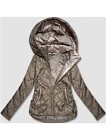 kurtka damska plus size z kapturem beżowa model 21317446 - S'WEST