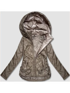 kurtka damska plus size z kapturem beżowa model 21317446 - S'WEST