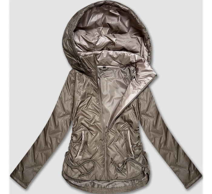 kurtka damska plus size z kapturem beżowa model 21317446 - S'WEST