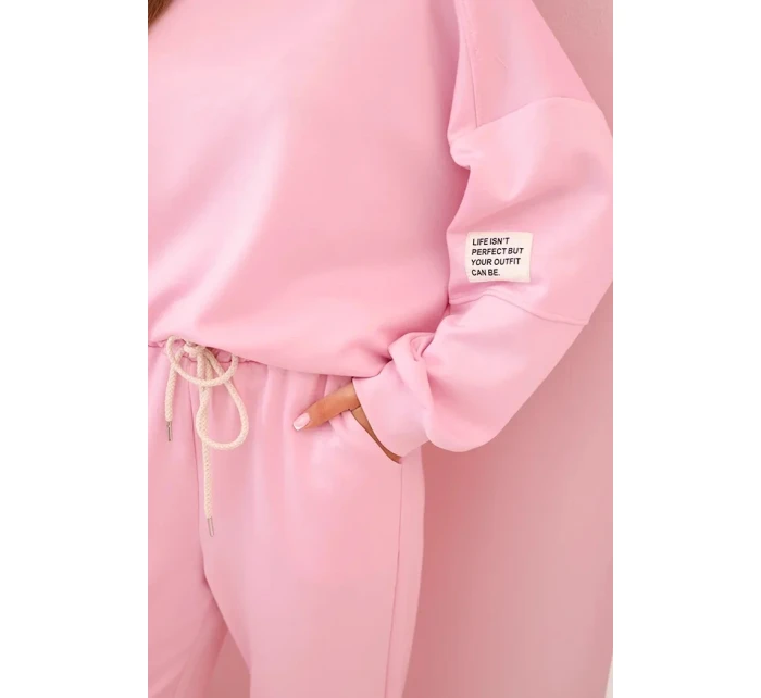 Súprava tepláky + nohavice maslová látka cukrová ružová