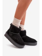 Dámské semišové zimní boty na platformě nad černé model 21670448 - Boto