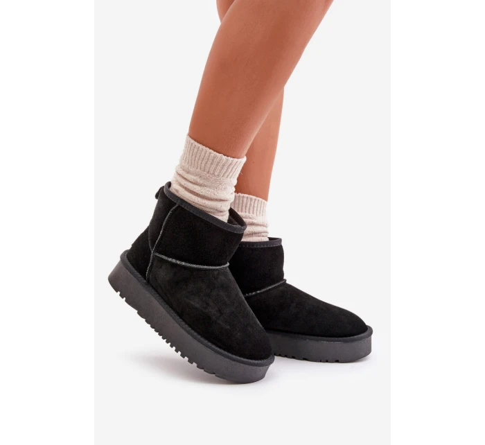 Dámské semišové zimní boty na platformě nad černé model 21670448 - Boto