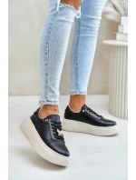 Kožené Dámské Sneakersy Na Platformě S  Černé model 21675586 - VINCEZA