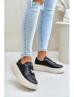 Kožené Dámské Sneakersy Na Platformě S  Černé model 21675586 - VINCEZA