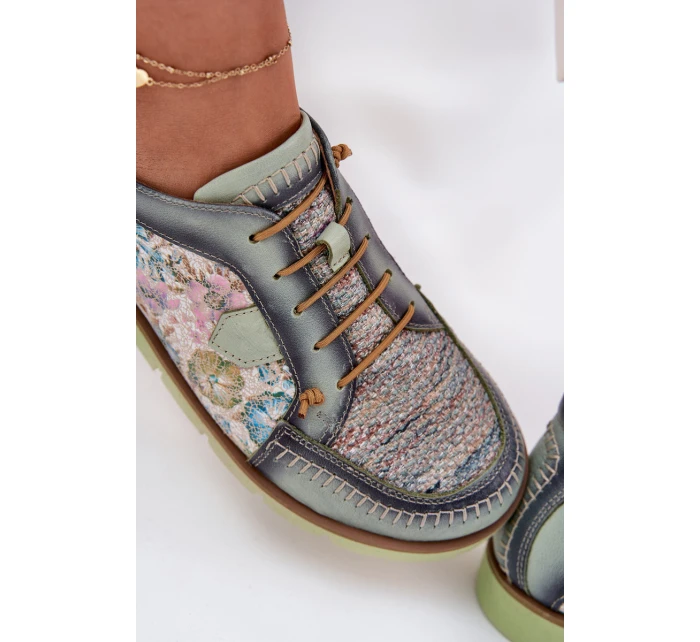 Kožené dámské polobotky s vzorem model 21692637 zelené - Maciejka