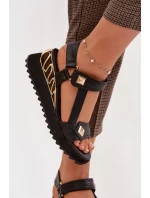 Kožené dámské sandály na platformě D&A CR61-3070 Černé