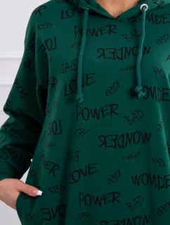 Mikina s nápisy zelená