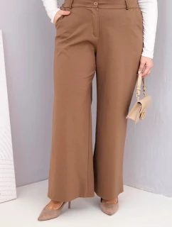 Dámske Plus veľkosť široké nohavice s vysokým pásom svetlo Camel